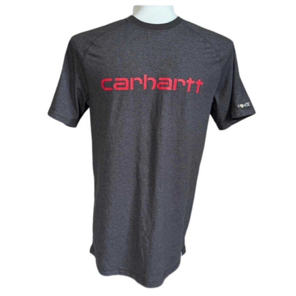 NEW Carhartt Force Relaxed Fit T-Shirt Mens Medium Gray Red Logo Short Sleeve